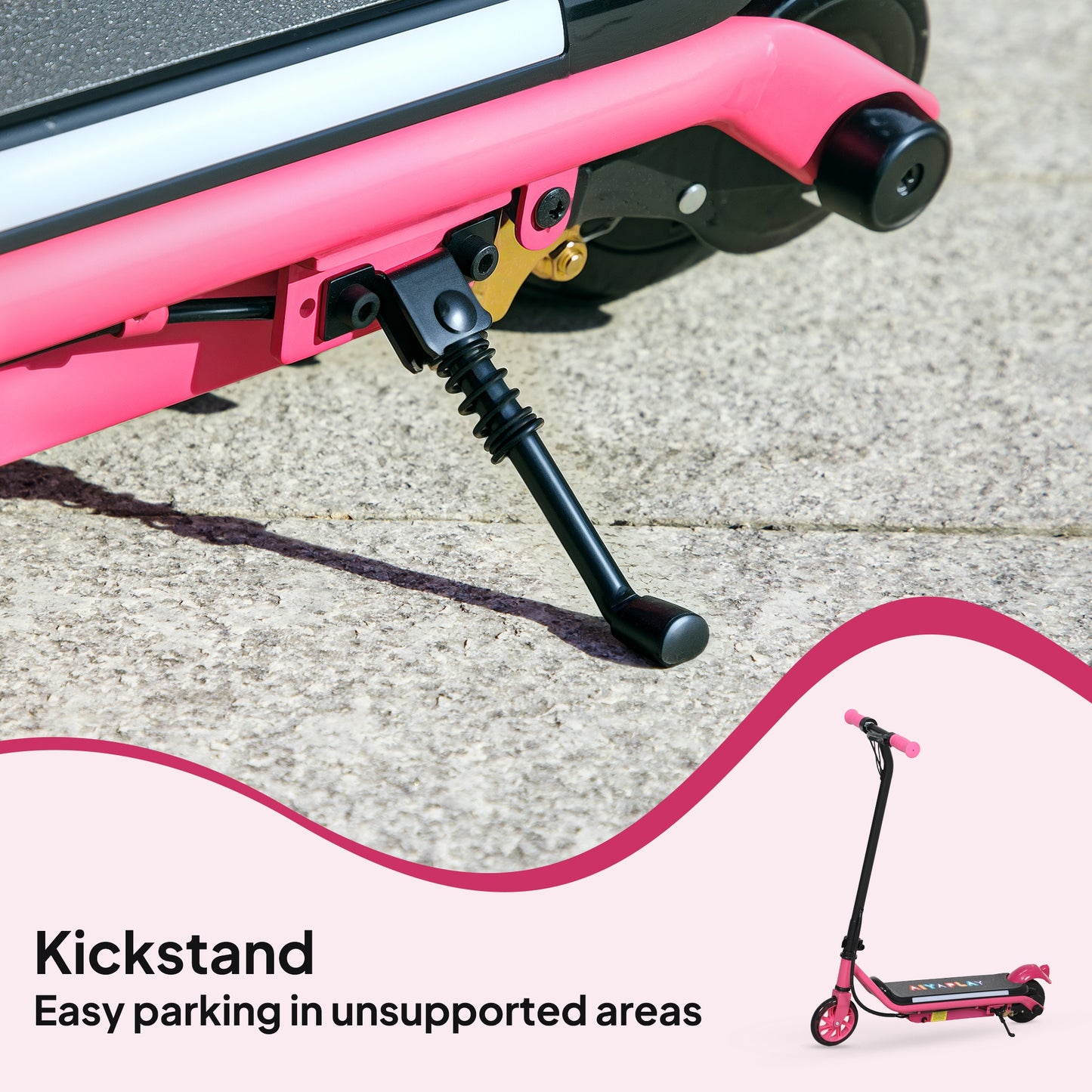 AIYAPLAY Electric Scooter for Kids Aged 6-14 Years, with Colourful Lights, Pink