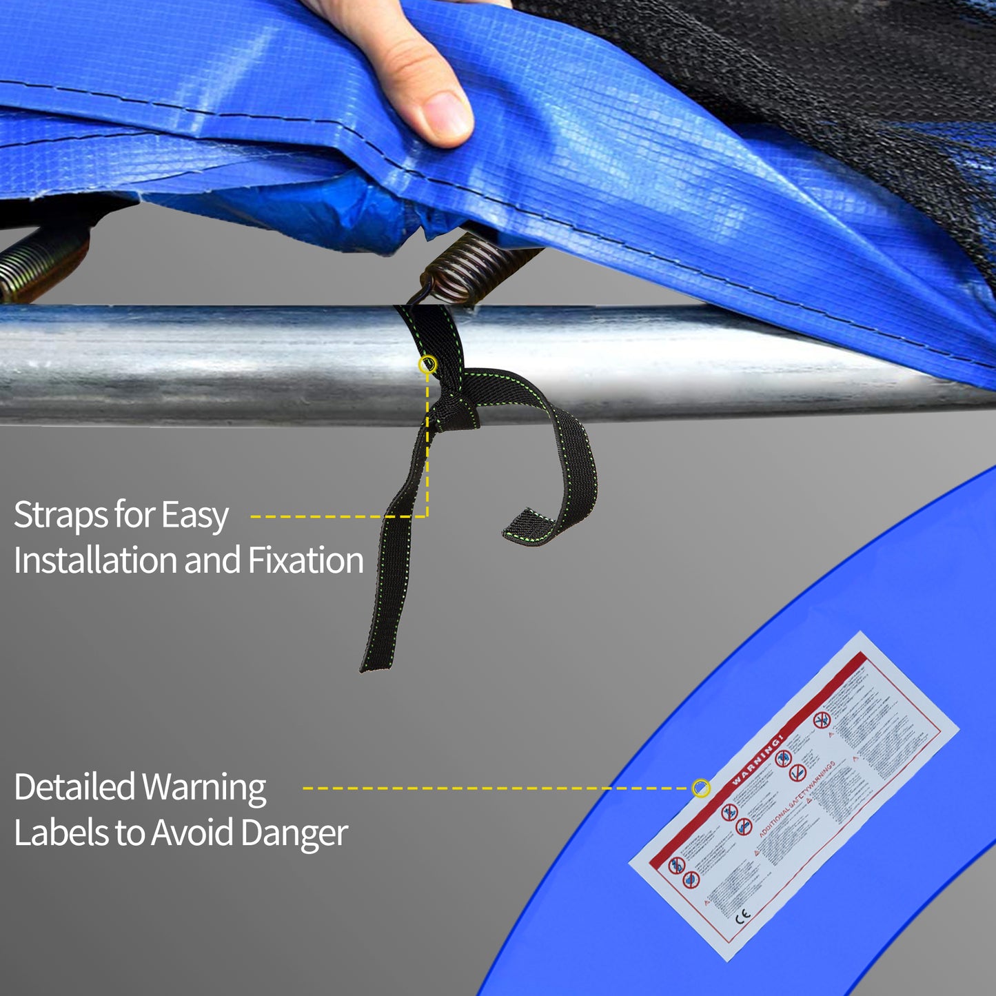 HOMCOM 12ft Trampoline Pad ?366cm Trampoline Accessories Surround Pad Thick Foam Pads Padding Replacement Spare- Blue