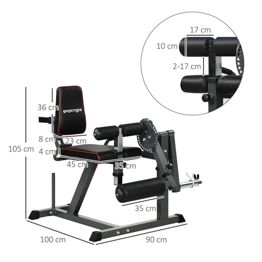 SPORTNOW Seated Leg Extension Machine, Adjustable Leg Raise Machine and Curl Machine with Plate Loaded for Hip, Thigh, Lower Body Workout