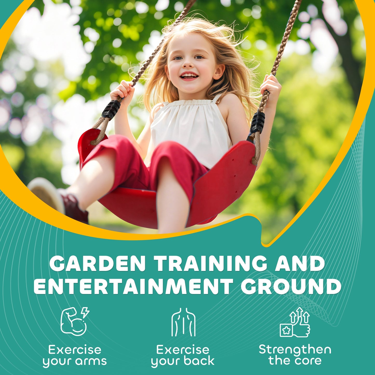 AIYAPLAY 10-Piece Zip Line Kit for Kids with 10m Slackline, Monkey Bars, Swing, Climbing Ladder, Hanging Tray, Metal Rings