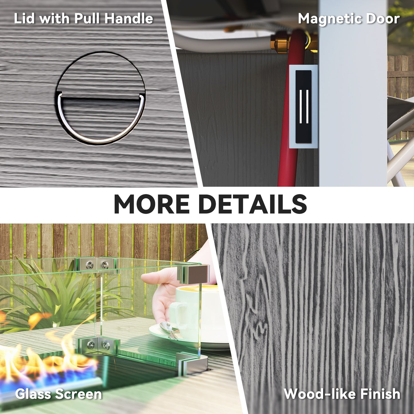 Outsunny 50,000 BTU Gas Fire Pit Table, with Cover - Dark Grey