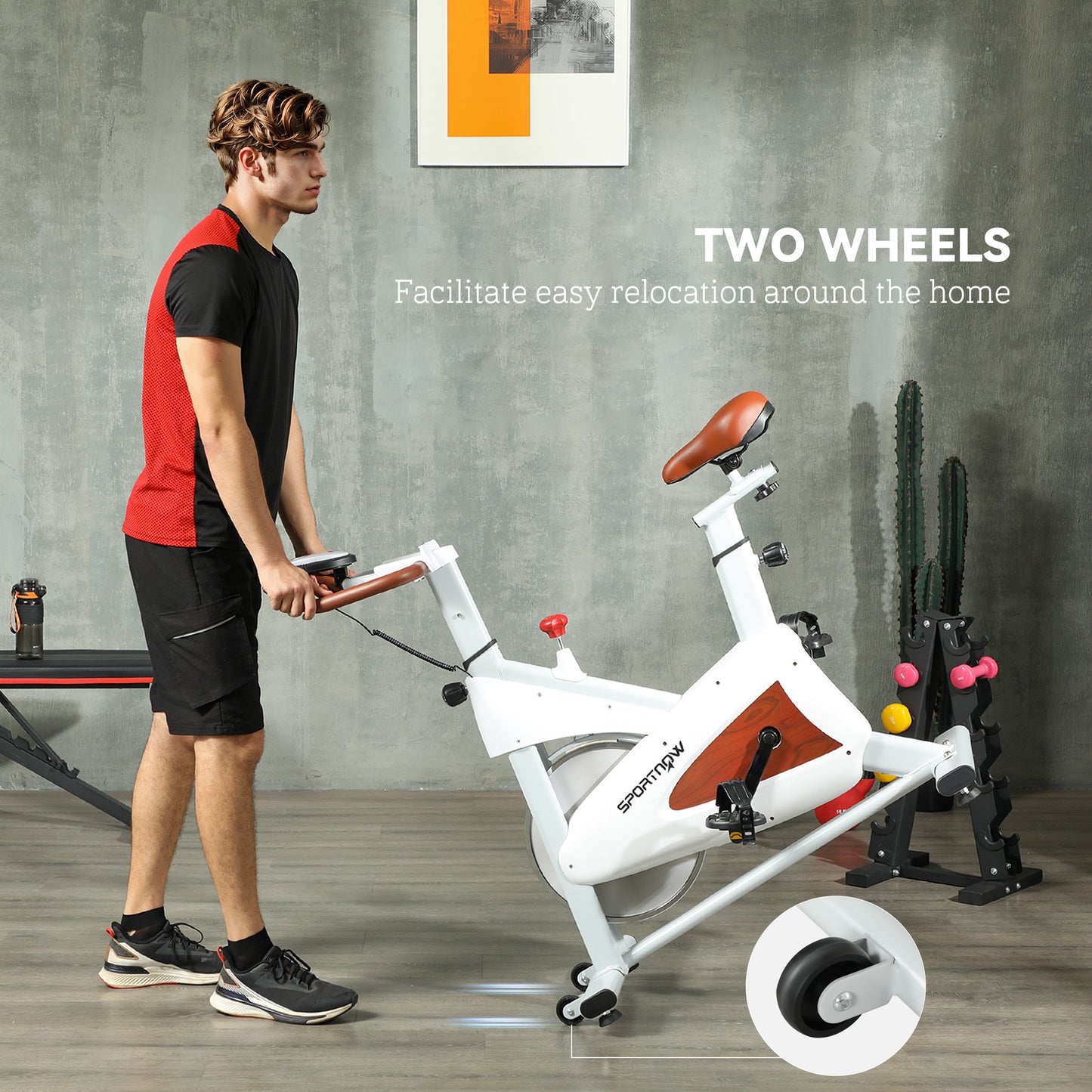 SPORTNOW Quiet Stationary Exercise Bike with Adjustable Resistance, Seat, White