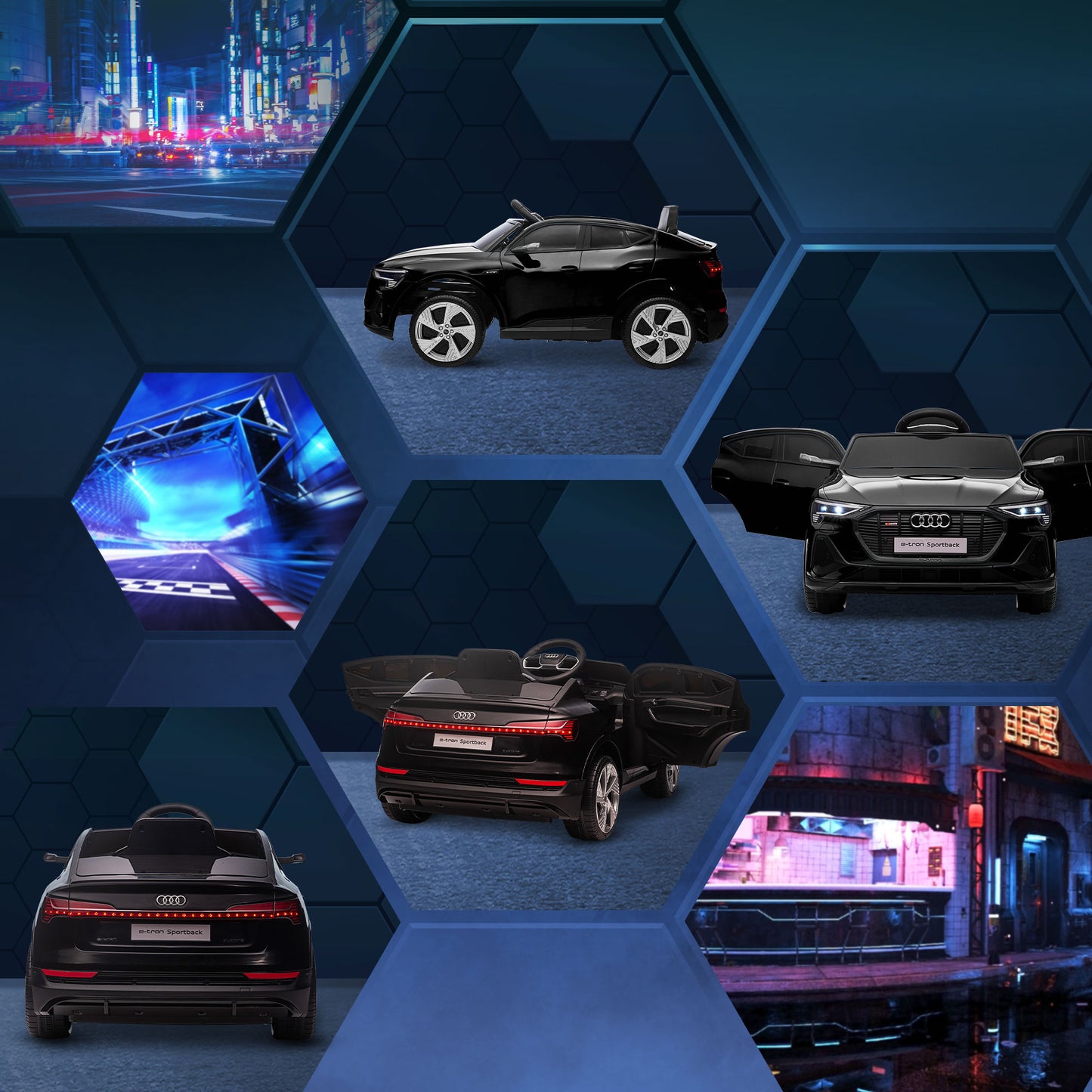 HOMCOM Audi E-tron Licensed 12V Kids' Electric Ride on, Electric Car for Kids, with Parental Remote, Music Lights MP3, Suspension Wheels, for 3-5 Years, Black