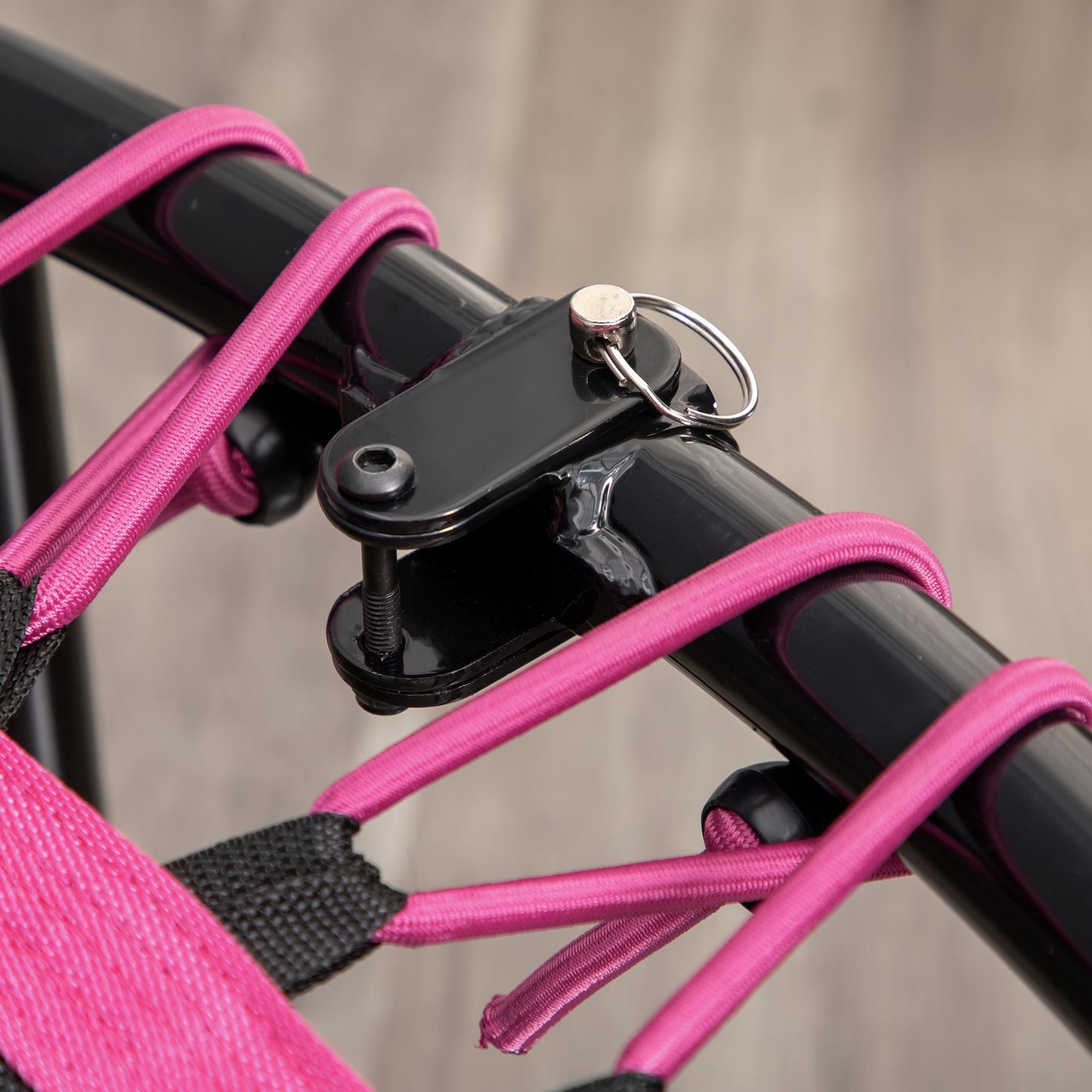 HOMCOM Mini Round Steel Frame Trampoline w/ Adjustable Handle, Pink