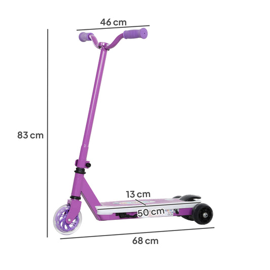 AIYAPLAY Electric Scooter for Kids Aged 4-7 Years, with Flashing LED Lights, Rear Auxiliary Wheels, Purple