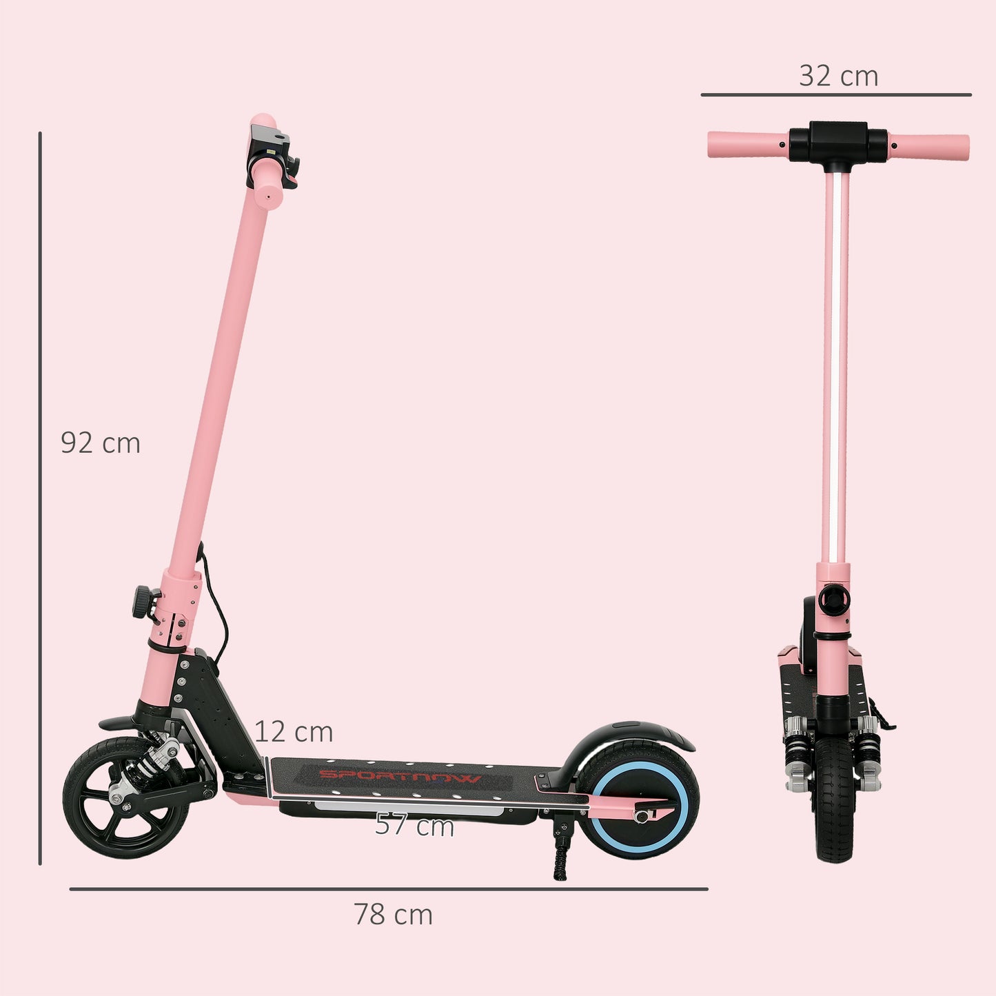 SPORTNOW Electric Scooter for Kids, Folding E Scooter for Age 6-14 with Dual Brakes, Up to 14 KM/H, Maximum Range 6 KM, 6.8kg Lightweight, Front Suspension, LED Colourful Lights, Pink