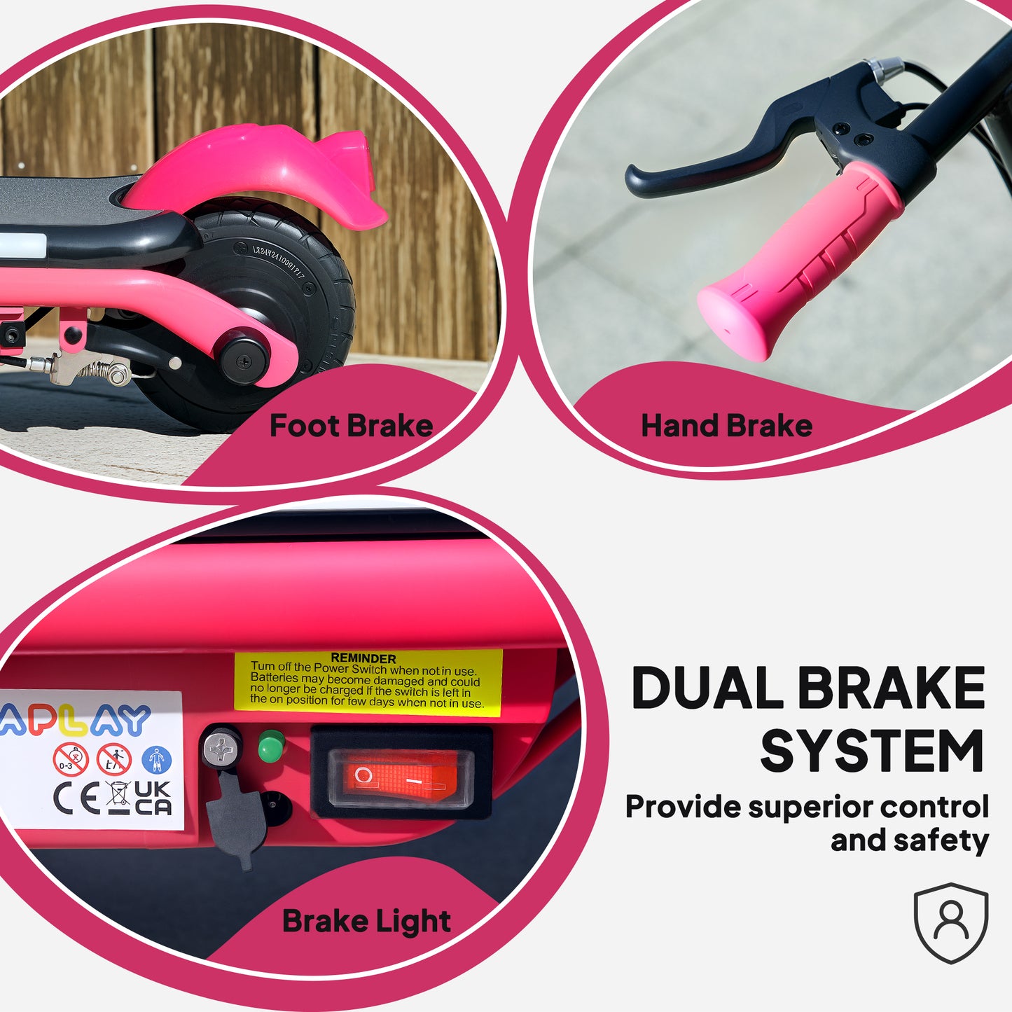 AIYAPLAY Electric Scooter for Kids Aged 6-14 Years, with Colourful Lights, Pink