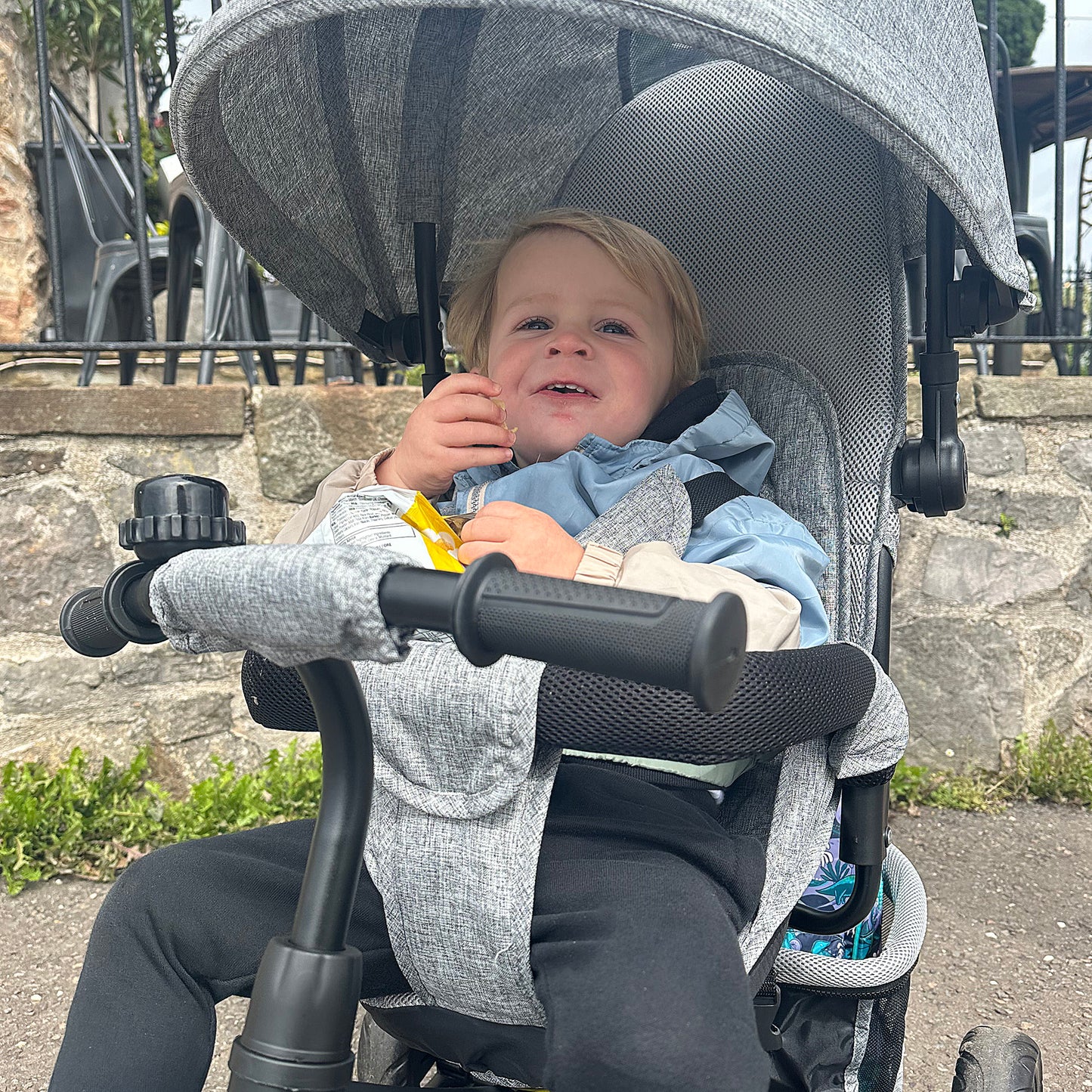 HOMCOM 6 in 1 Kids Trike with Parent Handle, Canopy, 5-point Safety Belt, Storage, Footrest, Brake, for 1-5 Years, Grey