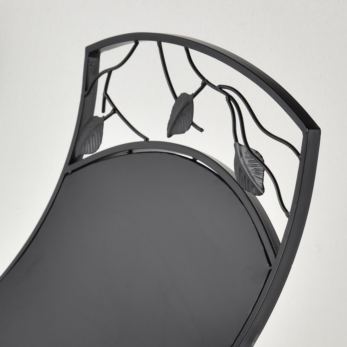 Outsunny Metal Arced Firewood Log Holder Indoor Outdoor Folding Firewood Rack Fireplace Wood Storage Shelf w/ Leaf Pattern Design, Black, 43.5W x 36.5D x 41H cm