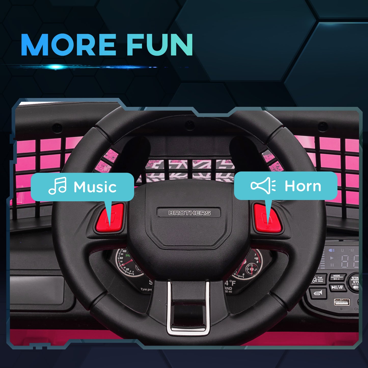 AIYAPLAY 12V Battery Powered Kids Ride-On Car, Electric Truck w/ Spring Suspension, Remote, Music, Horn, Lights, Pink