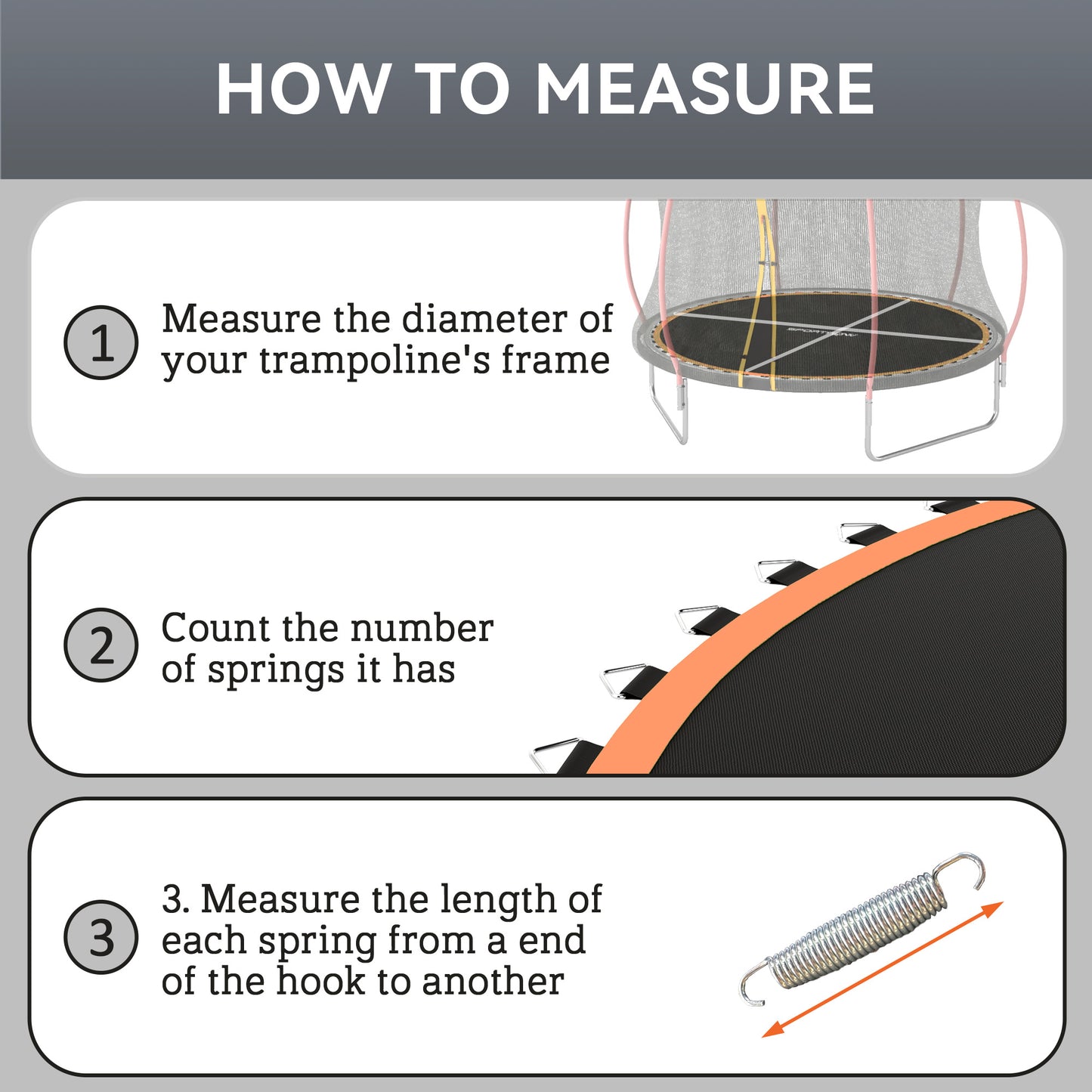 SPORTNOW Trampoline Replacement Mat with Spring Pull Tool, 42 V-Hooks, for 8ft Trampoline using 14cm Springs, Orange
