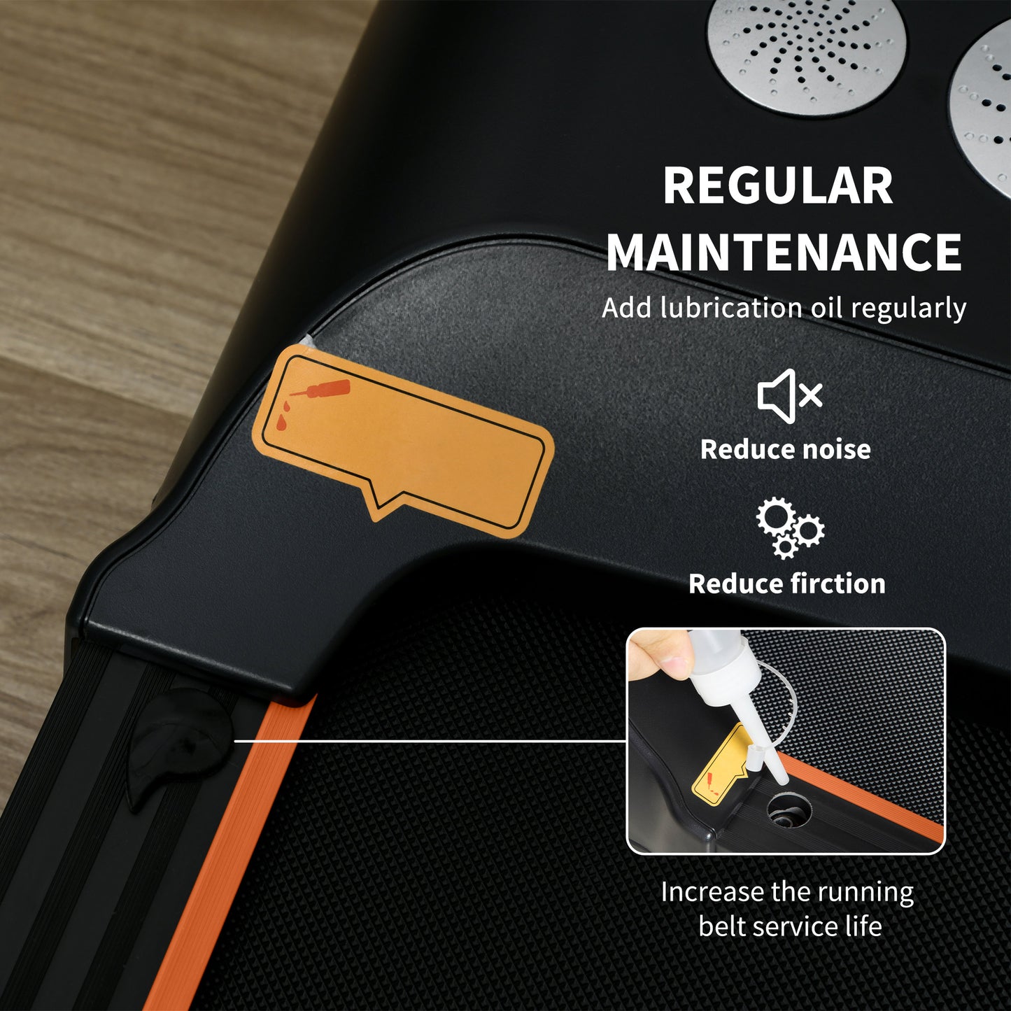 HOMCOM Foldable Walking Treadmill, with LED Display and Wheels, for Home, Office, Fitness Studio, Orange