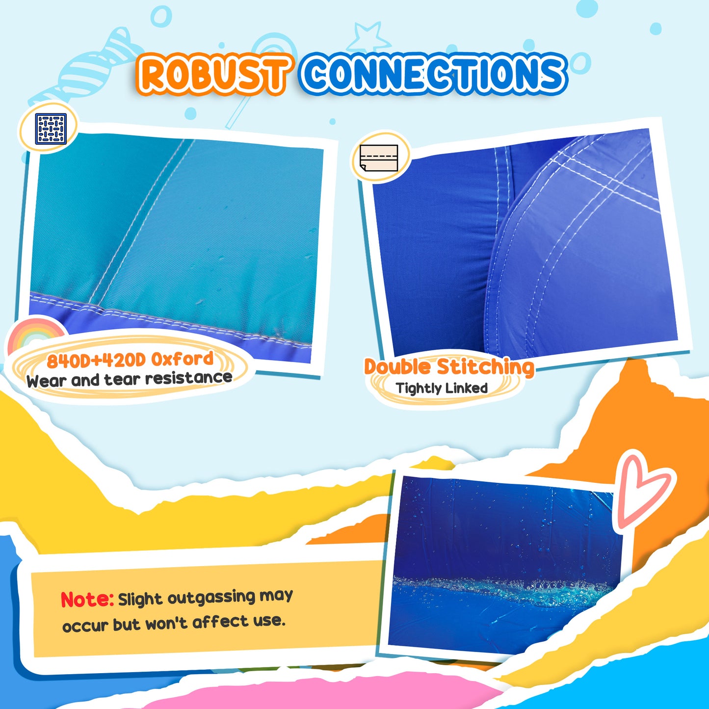 AIYAPLAY 5 in 1 Bouncy Castle for Children with 550W Blower, Water Slide, Splash Pool, Jumping Area, Climbing Wall, Cannon