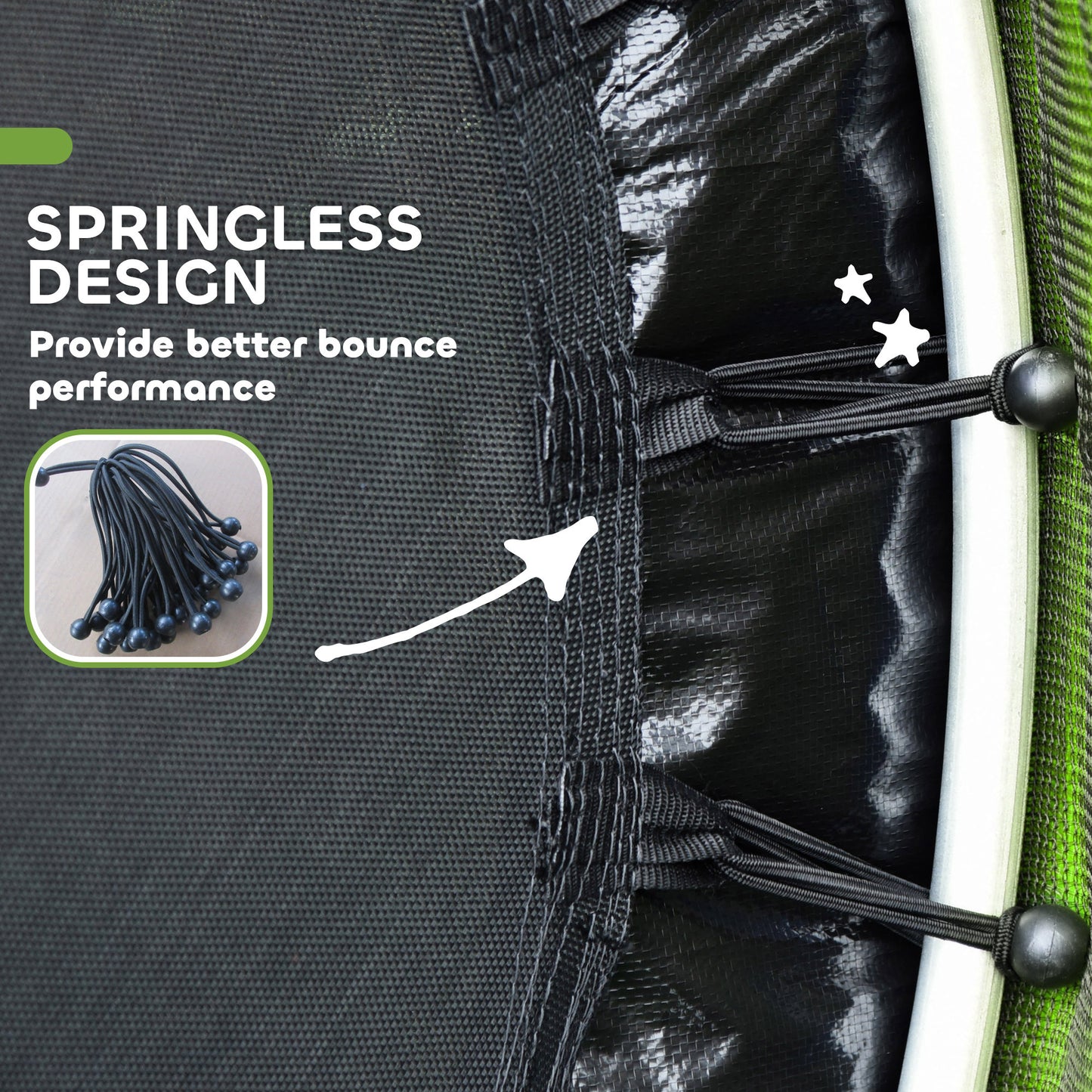 HOMCOM Kids Trampoline, with Enclosure Net, Steel Frame, for Ages 3-6 Years - Green