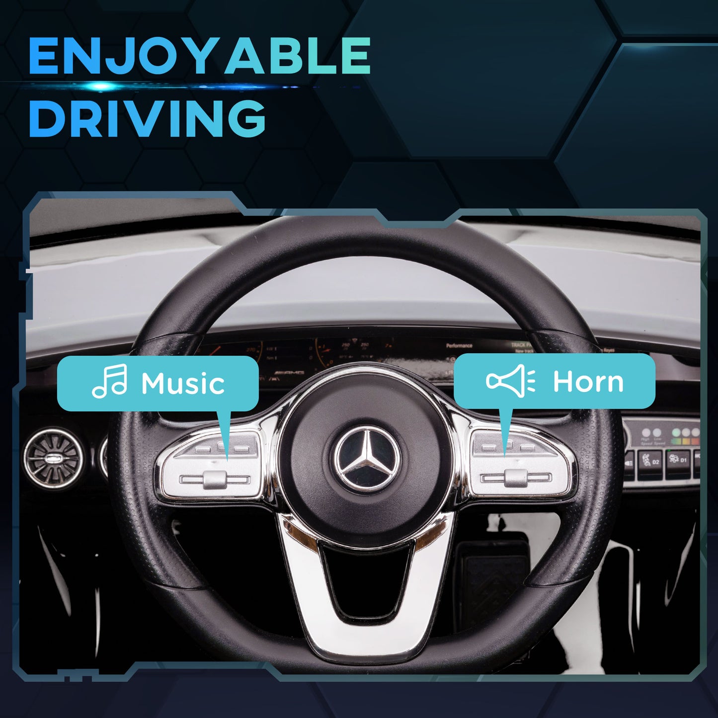 AIYAPLAY Mercedes-Benz AMG CLA 45 Licensed 12V Kids Electric Car Ride on Car w/ Remote, Suspension Lights Music Horn - Black