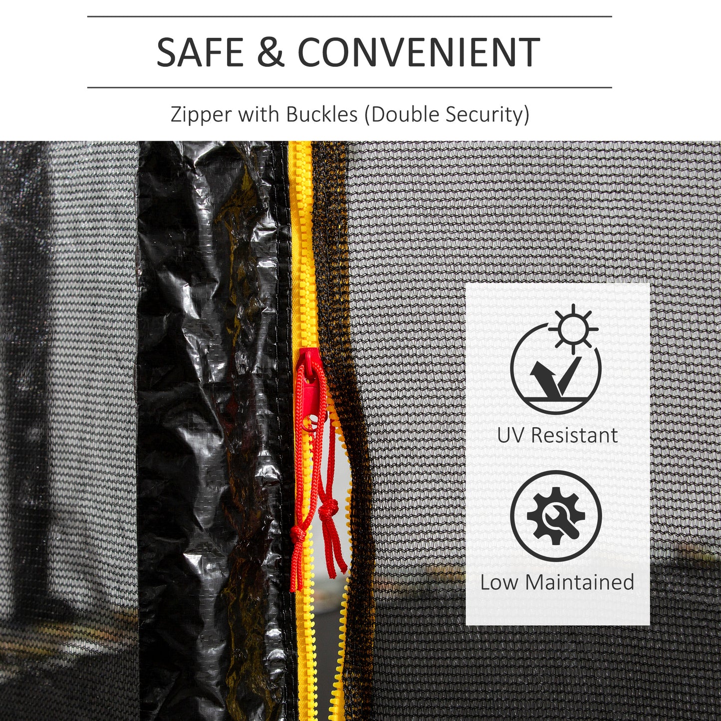 HOMCOM 13ft Trampoline Net Replacement Safety Net Enclosure Net Spare w/ 8 Poles