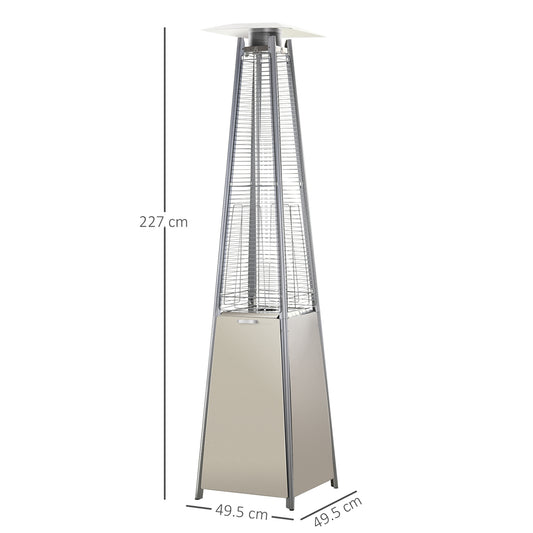 Outsunny Stainless Steel Outdoor Garden Pyramid Patio Heater with Wheels and Rain Cover - Silver