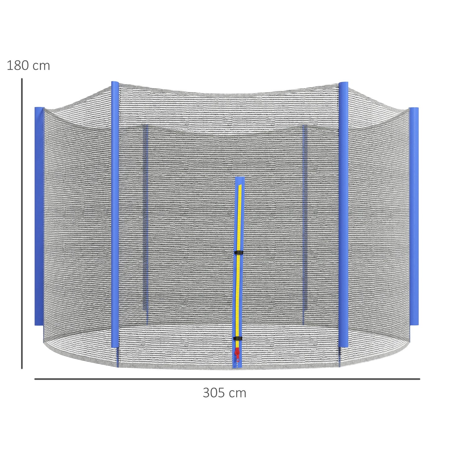 SPORTNOW 10ft Trampoline Net Replacement with 6 Plastic Pole Covers, Weather-Resistant Trampoline Netting Replacement with Zipped Entrance, Poles Not Included, Blue