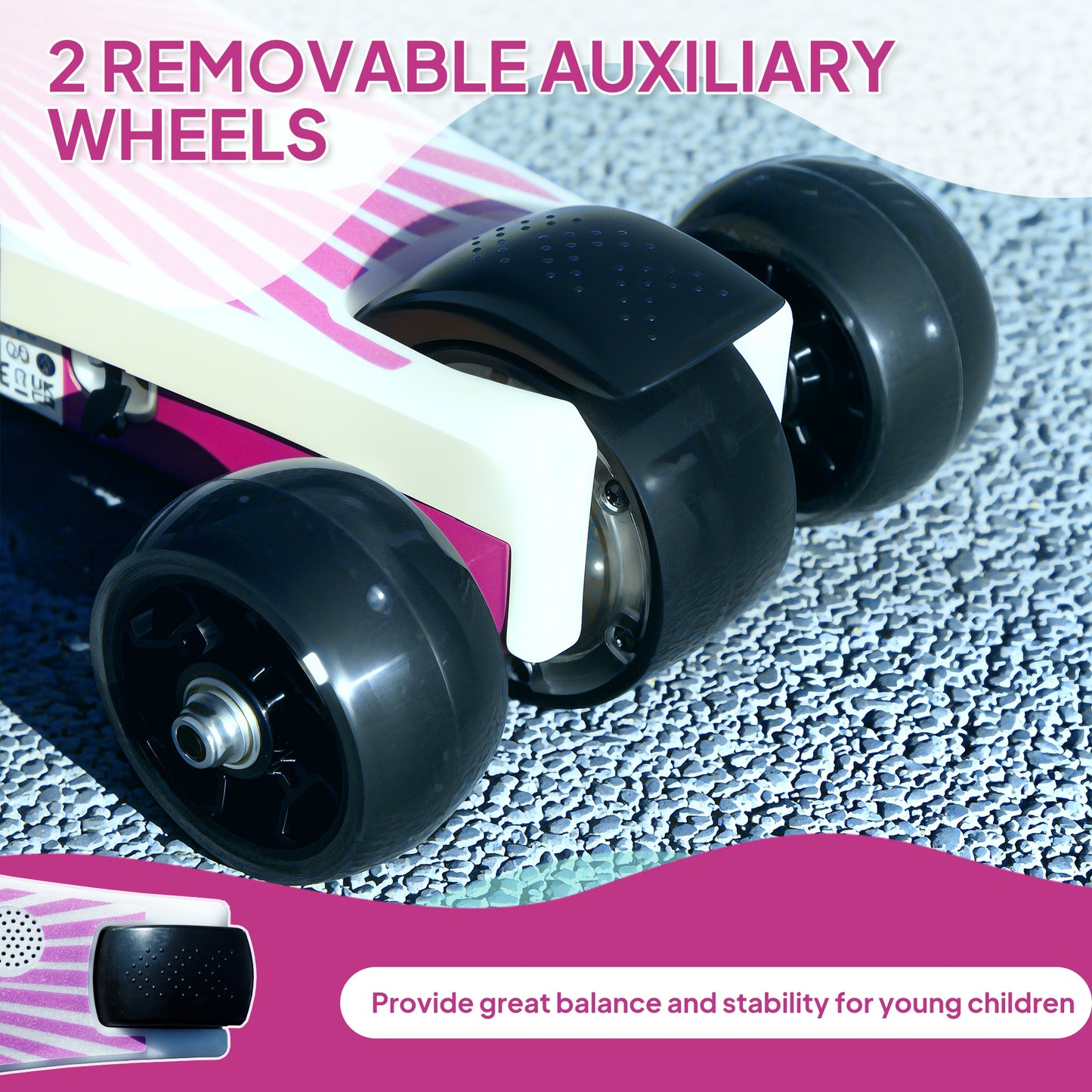 AIYAPLAY Electric Scooter for Kids Aged 4-7 Years, with Flashing LED Lights, Rear Auxiliary Wheels, Purple