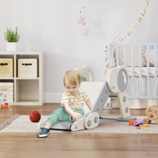 AIYAPLAY Foldable Kids Slide, Freestanding Baby Slide, for Ages 1.5-3 Years, Grey & Beige