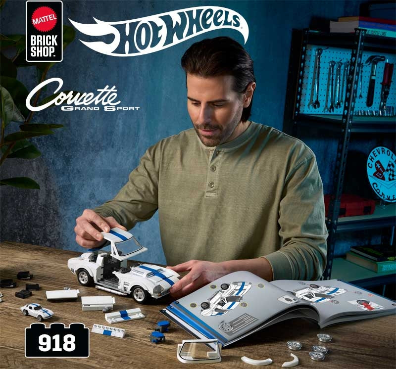 Mattel Brick Shop Hot Wheels Corvette Grand Sport 918 Pieces Age 10+