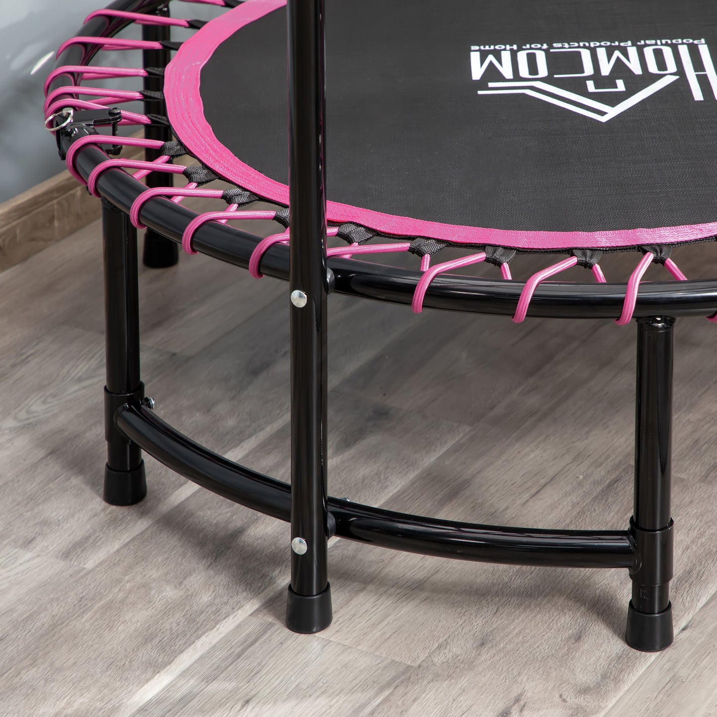 HOMCOM Mini Round Steel Frame Trampoline w/ Adjustable Handle, Pink