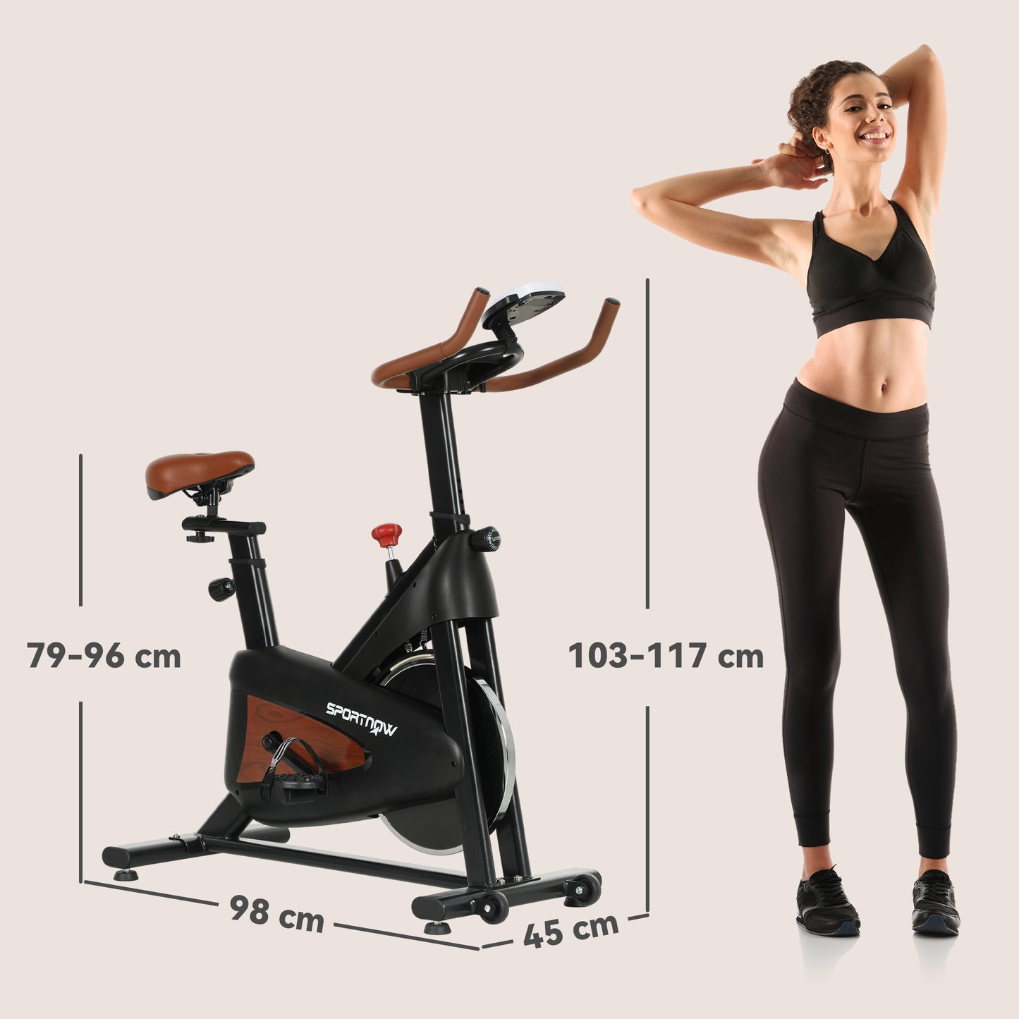 SPORTNOW Quiet Stationary Exercise Bike with Adjustable Resistance, Seat, Black