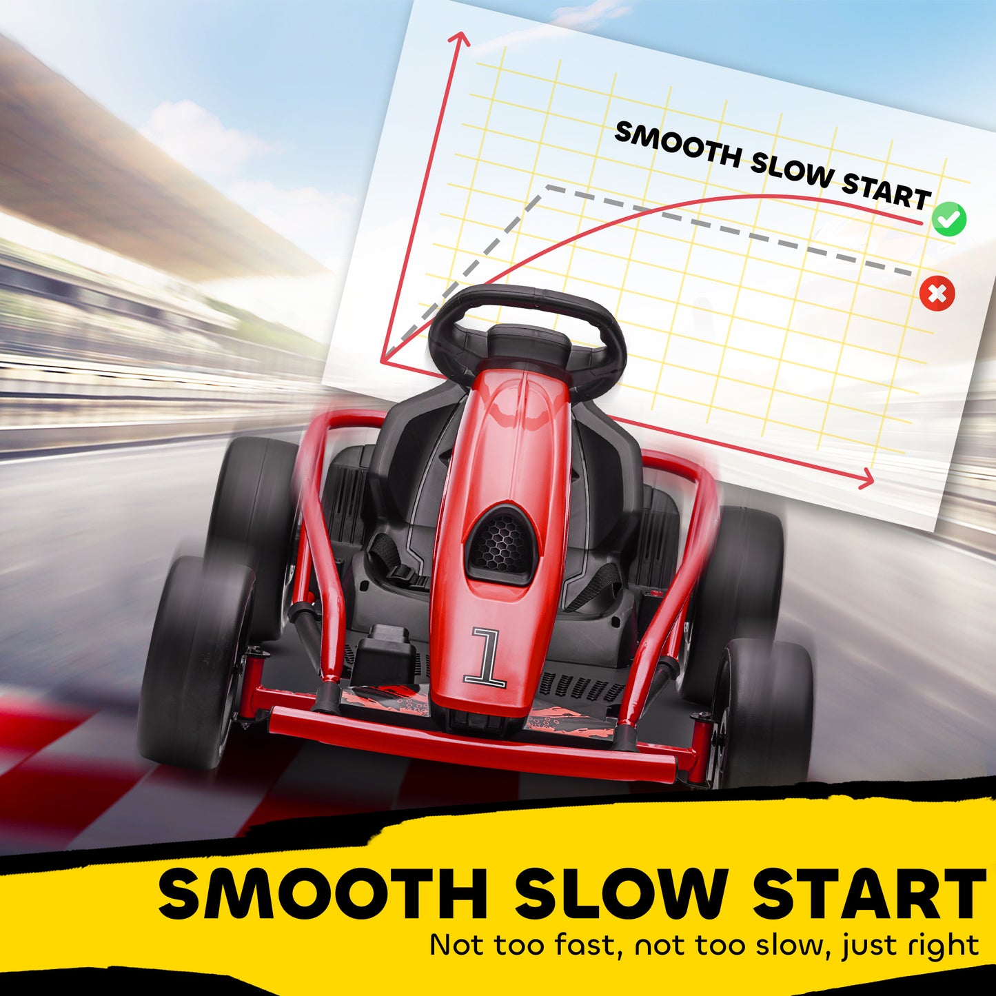 HOMCOM 24V Electric Go Kart for Kids, Drift Ride-On Racing Go Kart with 2 Speeds, for Boys Girls Aged 8-12 Years Old, Red