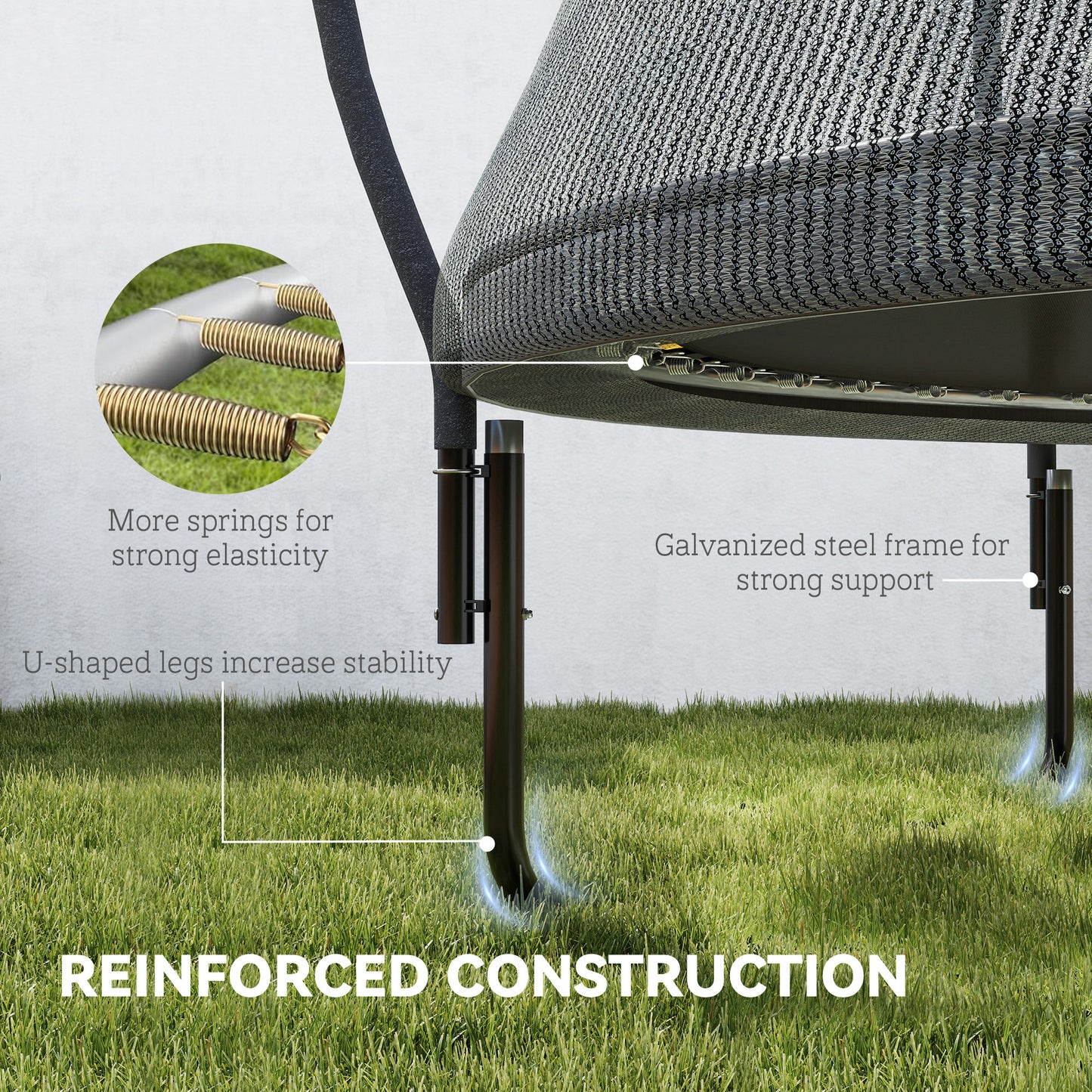 SPORTNOW 8ft Outdoor Trampoline with Enclosure Net, Spring Cover, Black