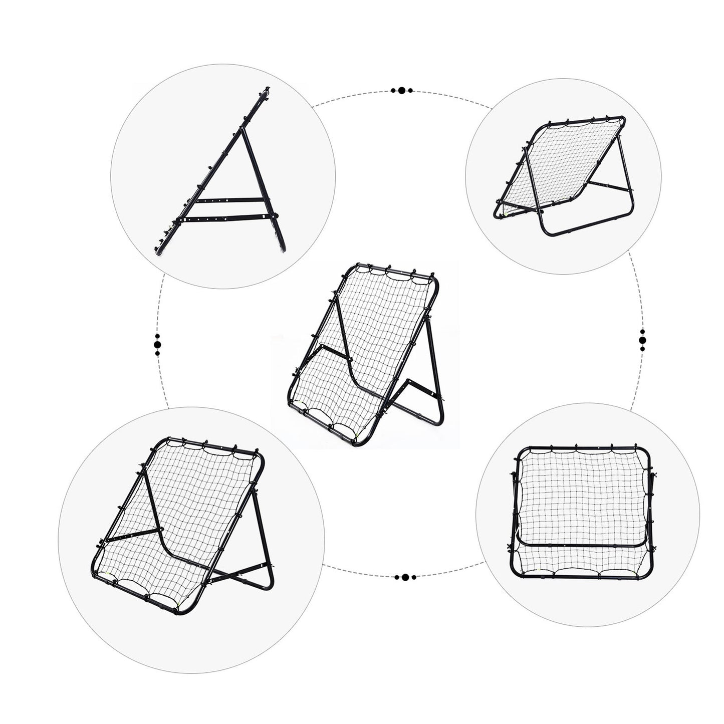 HOMCOM Adjustable Rebounder Net Kickback Target Goal for Teens Adults Training, Black