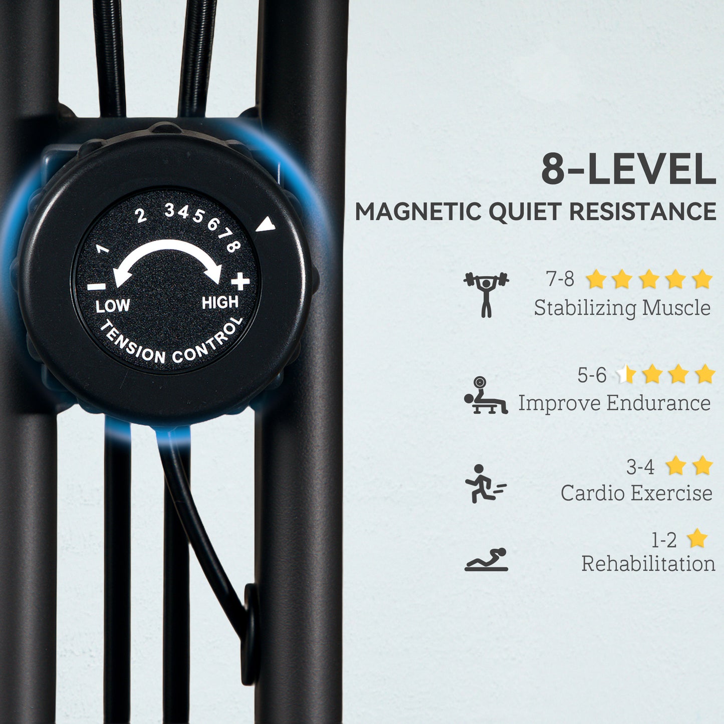 SPORTNOW Five-in-one Foldable Exercise Bike, Stationary Bike with Arm Workout Bands, LDC Monitor, Phone Holder, Black