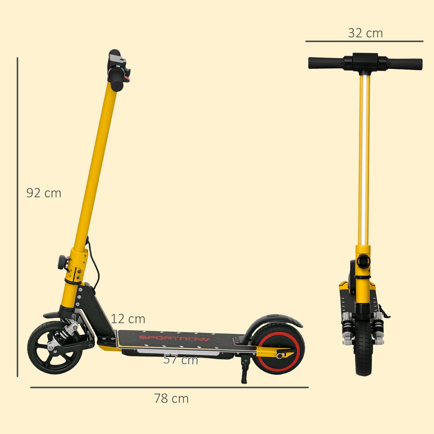 SPORTNOW Folding Electric Scooter for Kids, with Dual Brakes, Front Suspension, LED Colourful Lights, Gold Tone