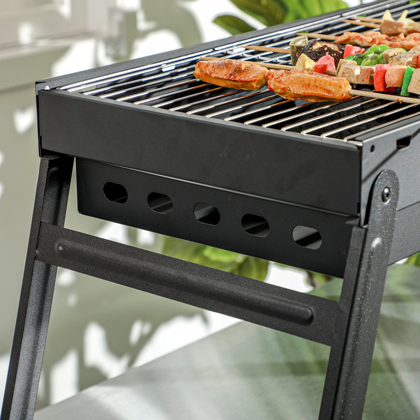 Outsunny Foldable Charcoal Grill - Black