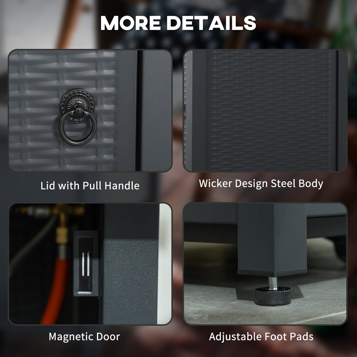 Outsunny 71 x 71cm 40000 BTU Gas Firepit Table - Black/Dark Grey