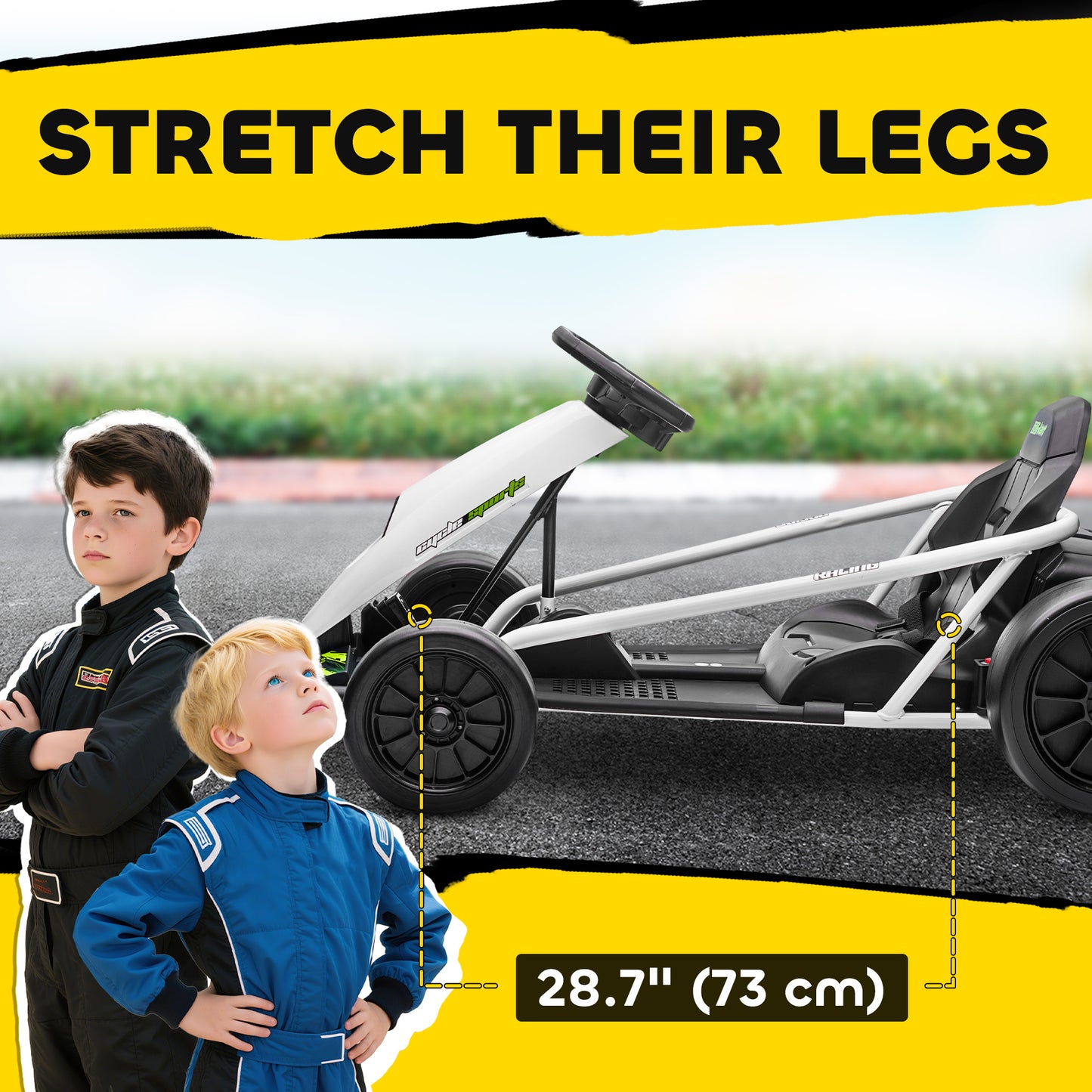 HOMCOM 24V Electric Go Kart for Kids, Drift Ride-On Racing Go Kart with 2 Speeds, for Boys Girls Aged 8-12 Years Old, White