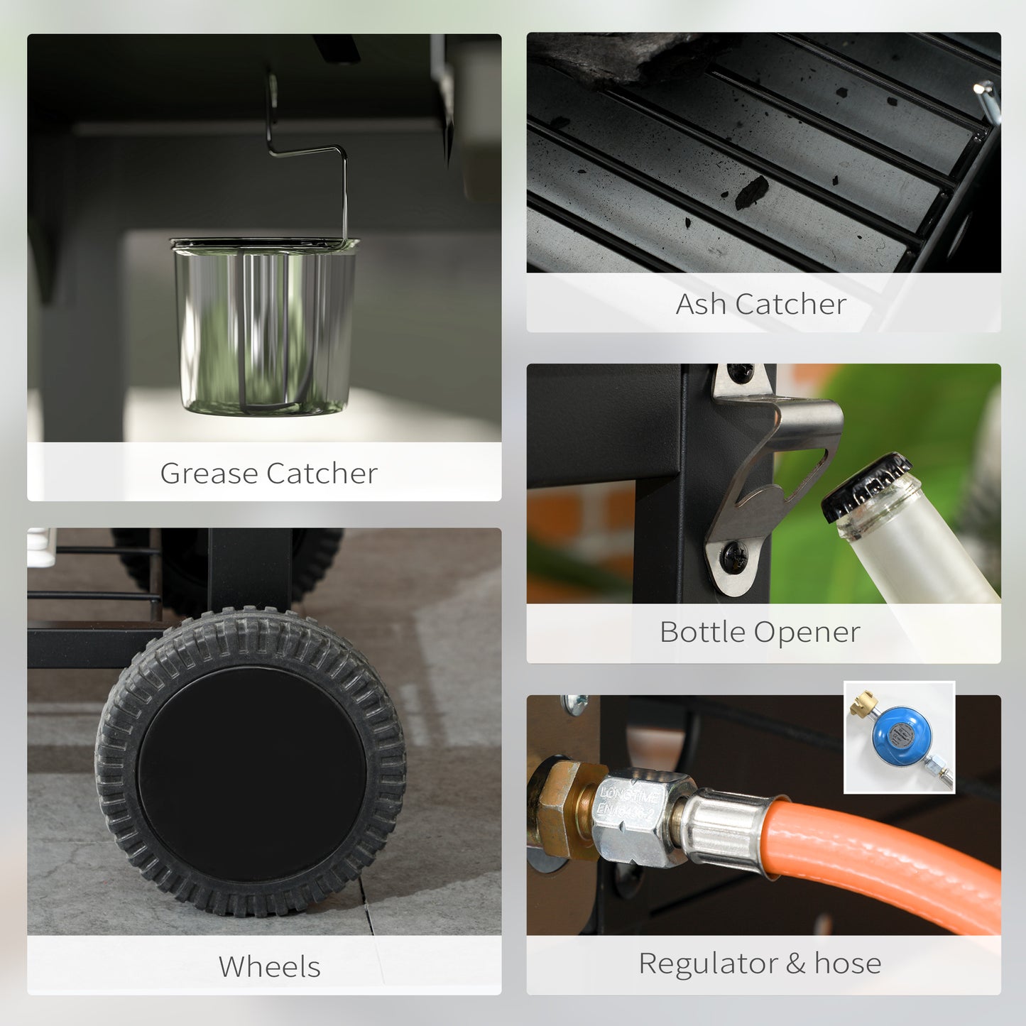 Outsunny Dual Fuel BBQ Grill - Black