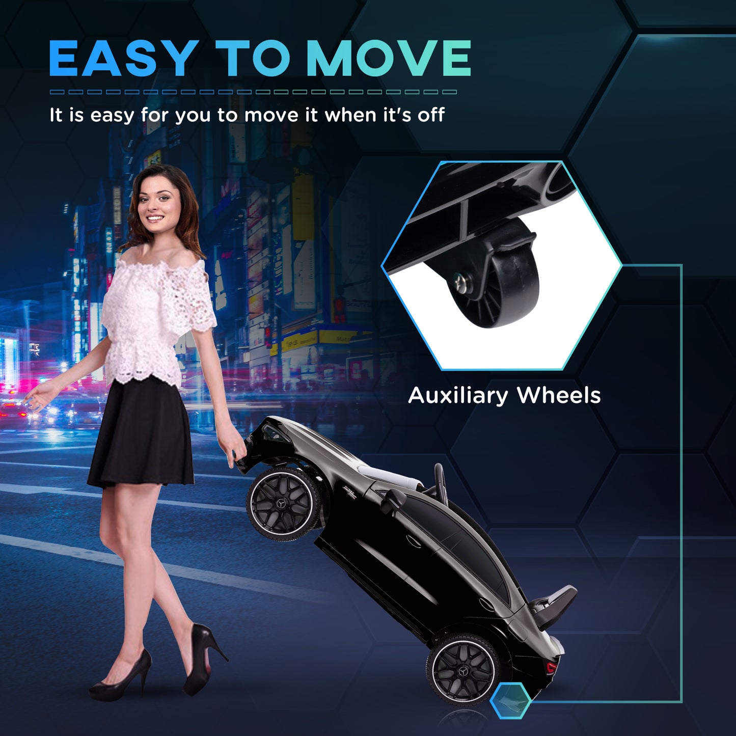 AIYAPLAY Mercedes-Benz AMG CLA 45 Licensed 12V Kids Electric Car Ride on Car w/ Remote, Suspension Lights Music Horn - Black