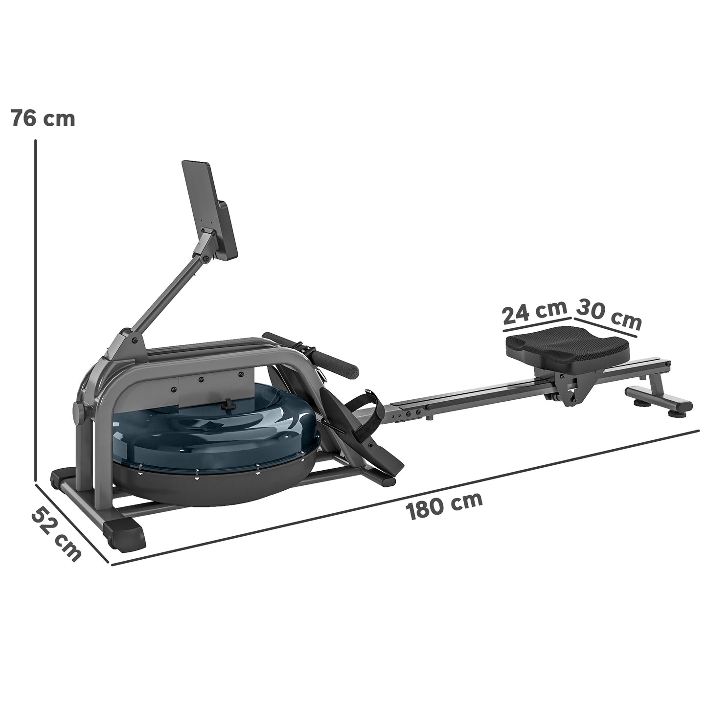 SPORTNOW Water Rowing Machine with Wheels, Vertical Storage, Adjustable Resistance, for Strength, Cardio Training