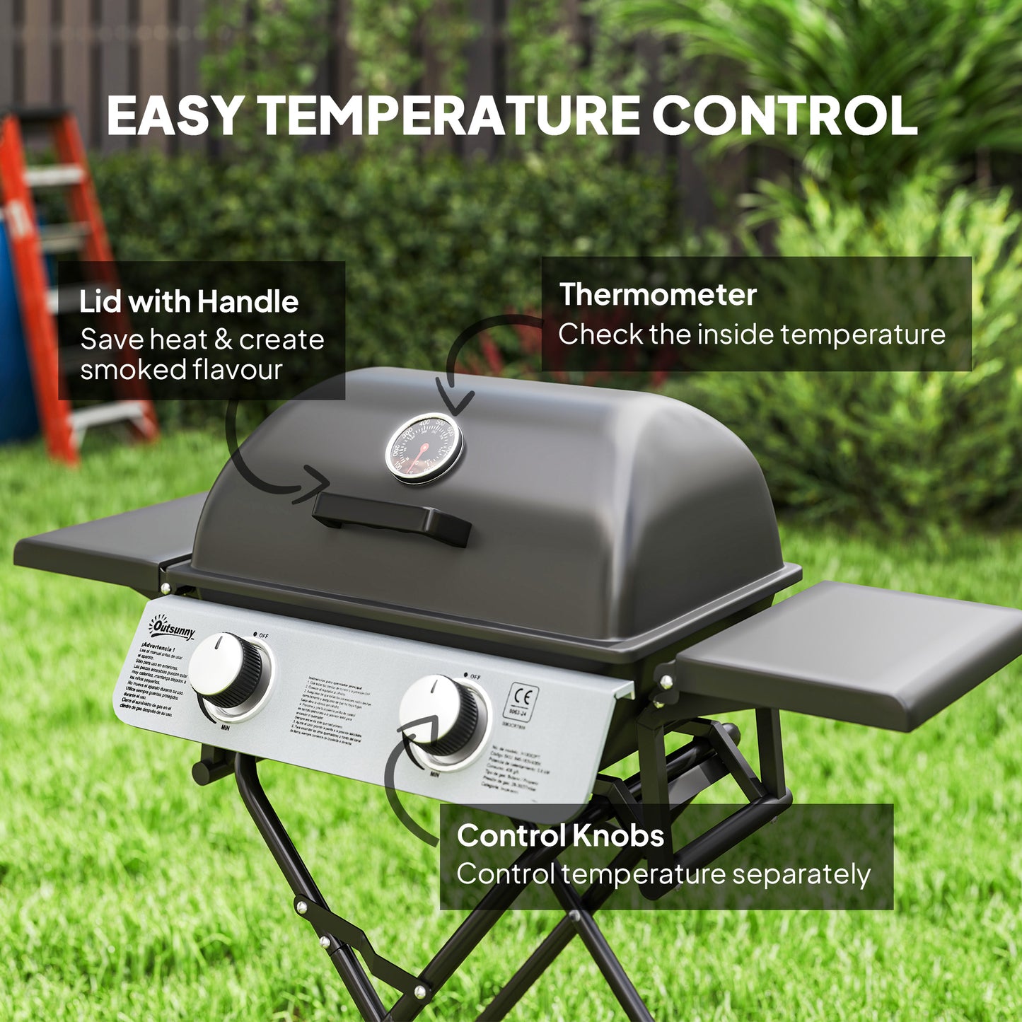 Outsunny Two-Burner Portable Suitcase BBQ - Black