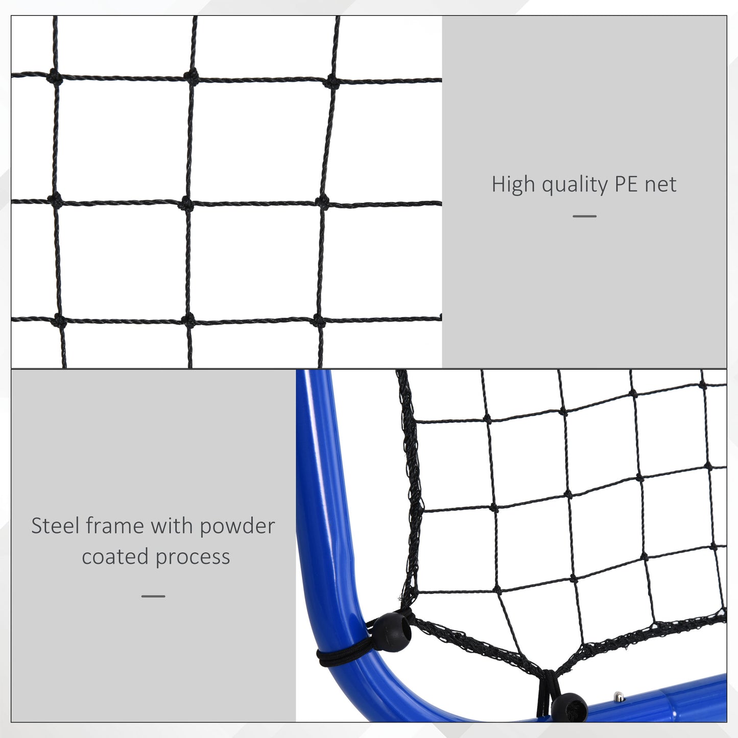 HOMCOM Double Sided Football Rebounder Net, Football Rebound Goal with Five Adjustable Angles, Blue