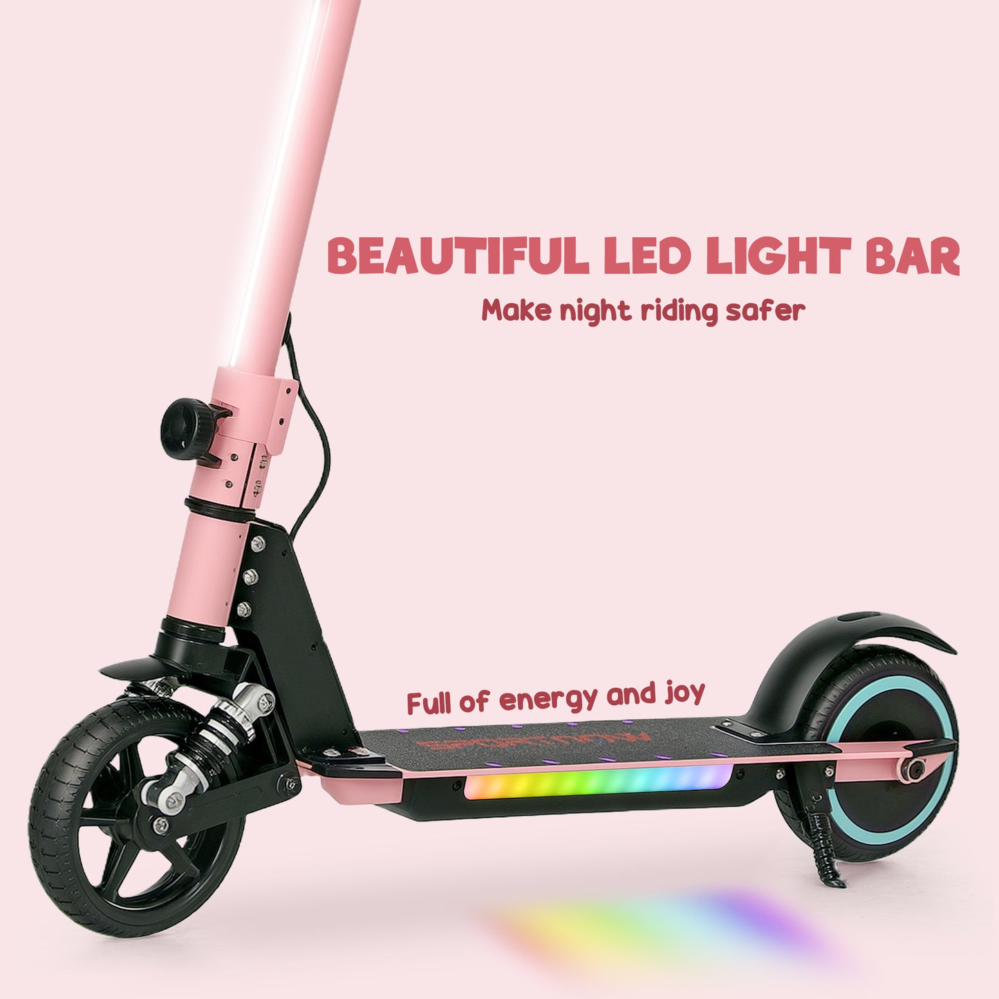 SPORTNOW Electric Scooter for Kids, Folding E Scooter for Age 6-14 with Dual Brakes, Up to 14 KM/H, Maximum Range 6 KM, 6.8kg Lightweight, Front Suspension, LED Colourful Lights, Pink